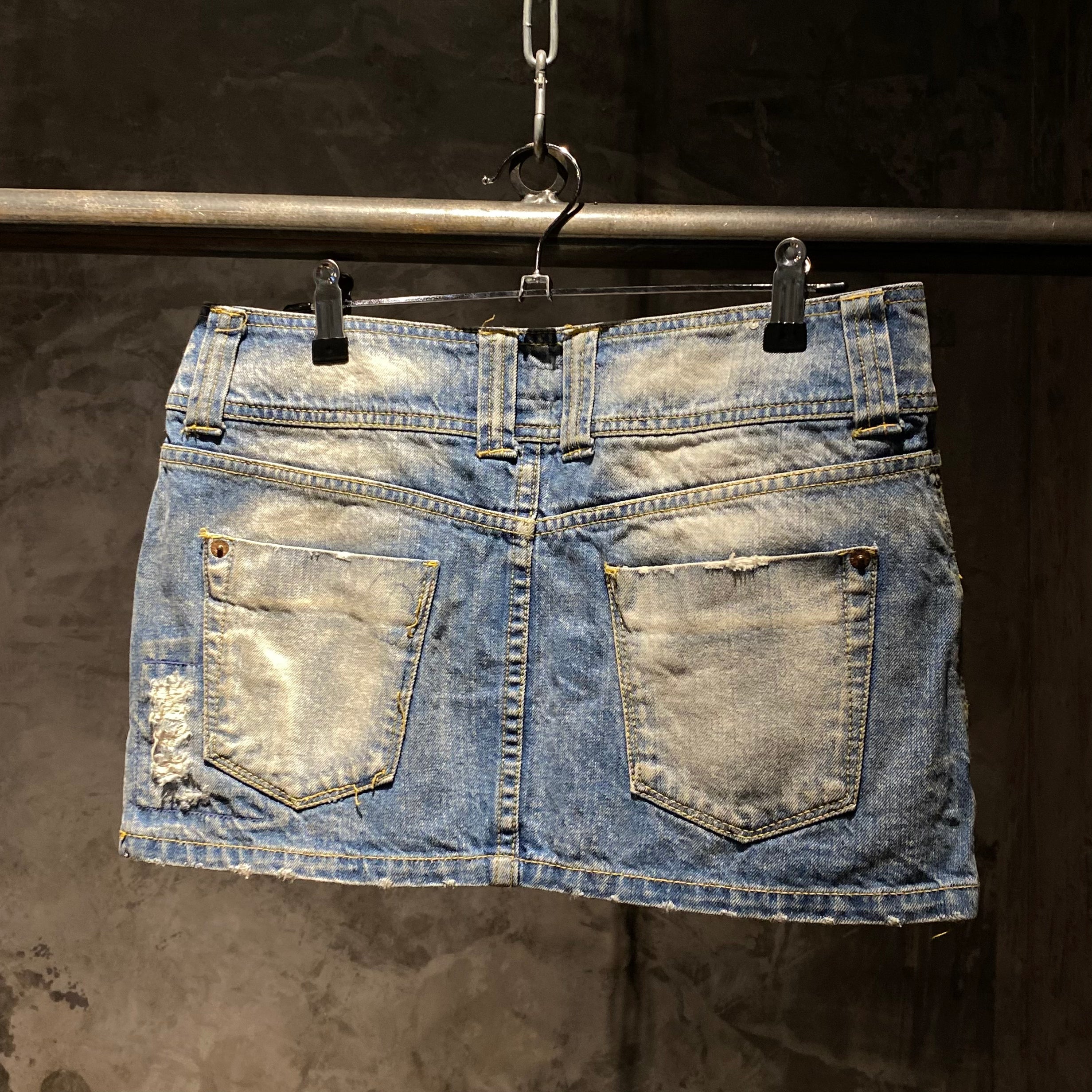 Fishbone Denim Miniskirt