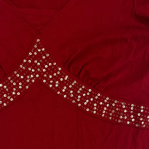 Red Sequin Detailed Top