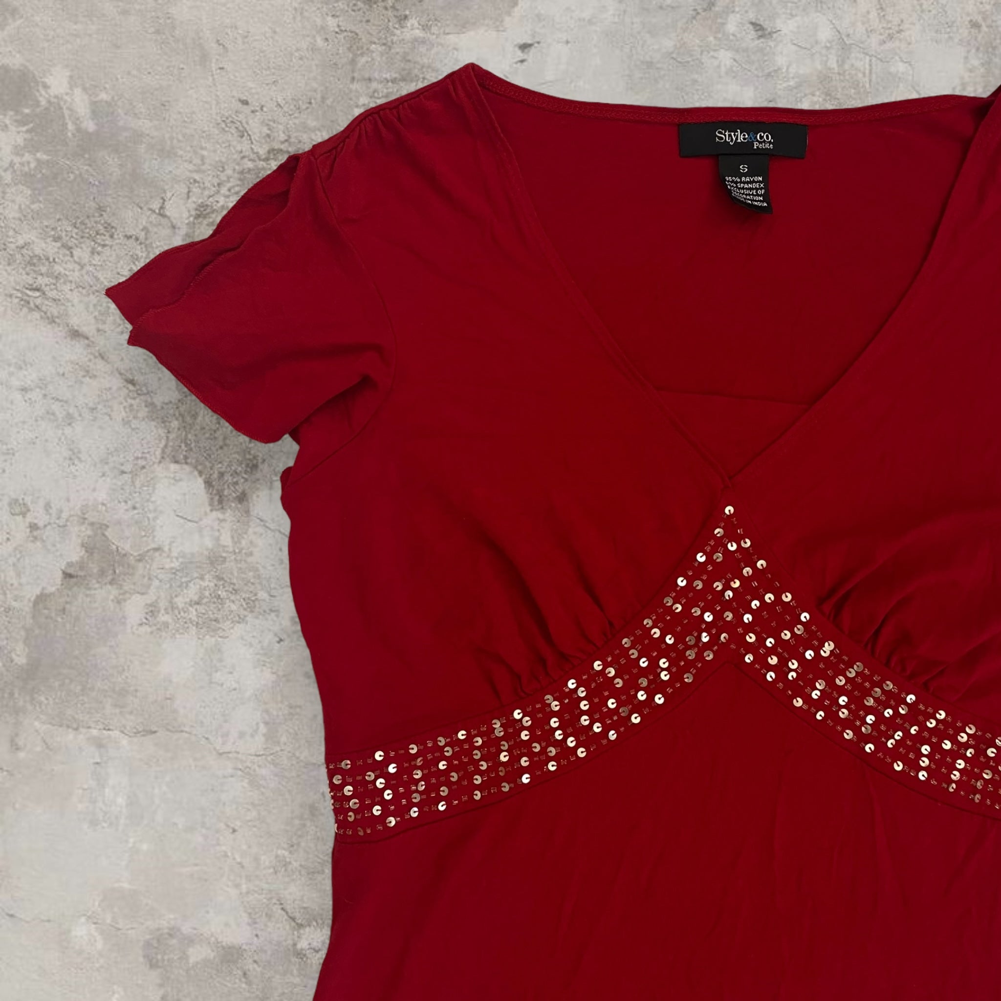 Red Sequin Detailed Top