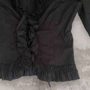 Black Longsleeve Blouse with Ruffles