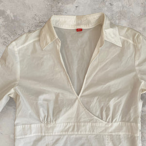 Elegant White V-Cut Blouse