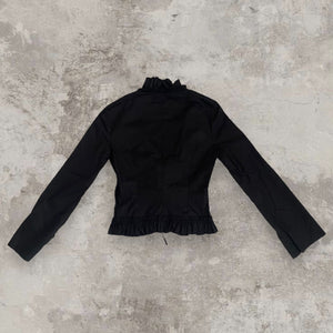 Black Longsleeve Blouse with Ruffles