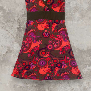 Vibrant Madonna Flower Print Midi Dress