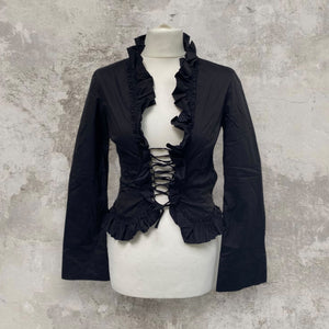 Black Longsleeve Blouse with Ruffles