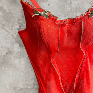 Vibrant Red Bow Corset Top