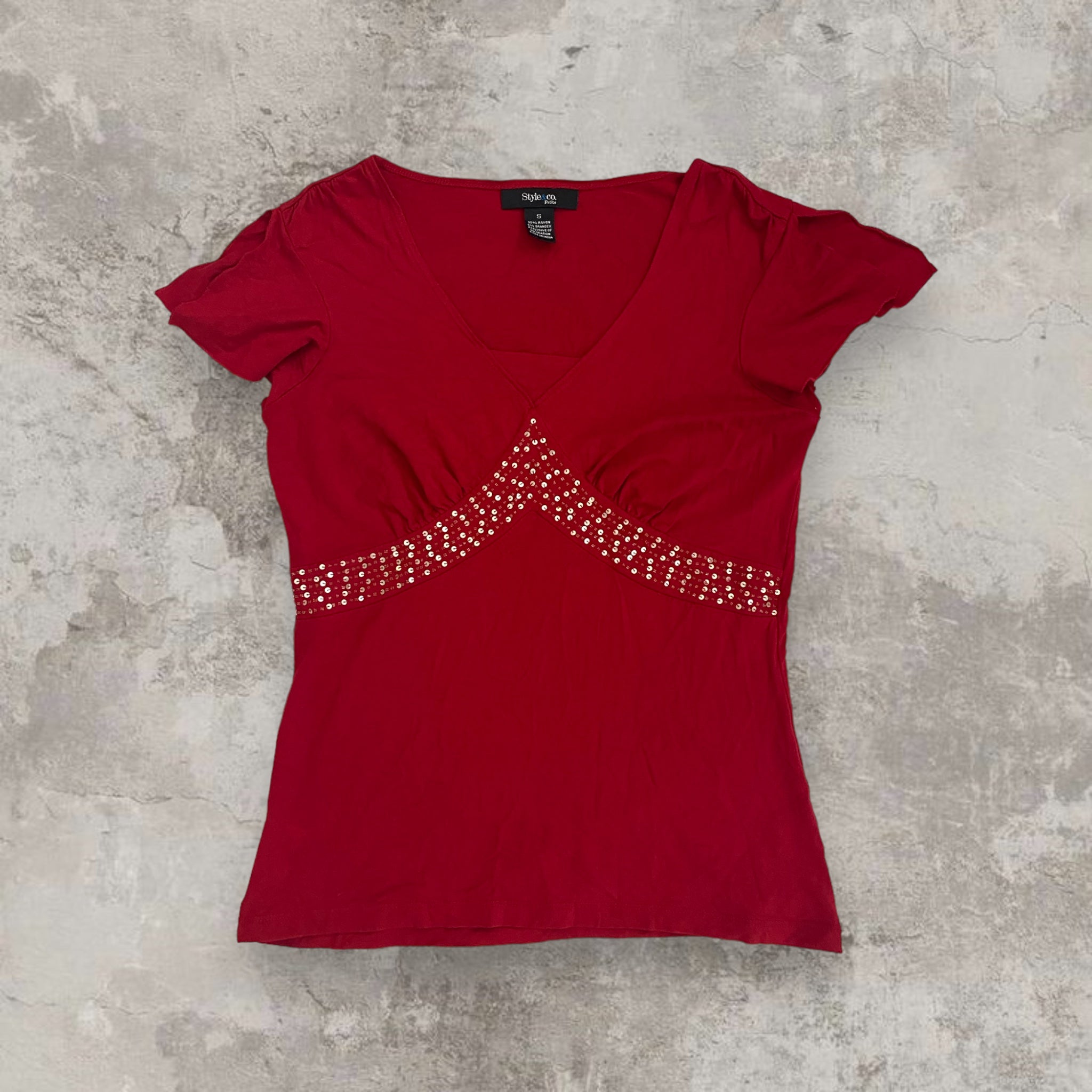 Red Sequin Detailed Top