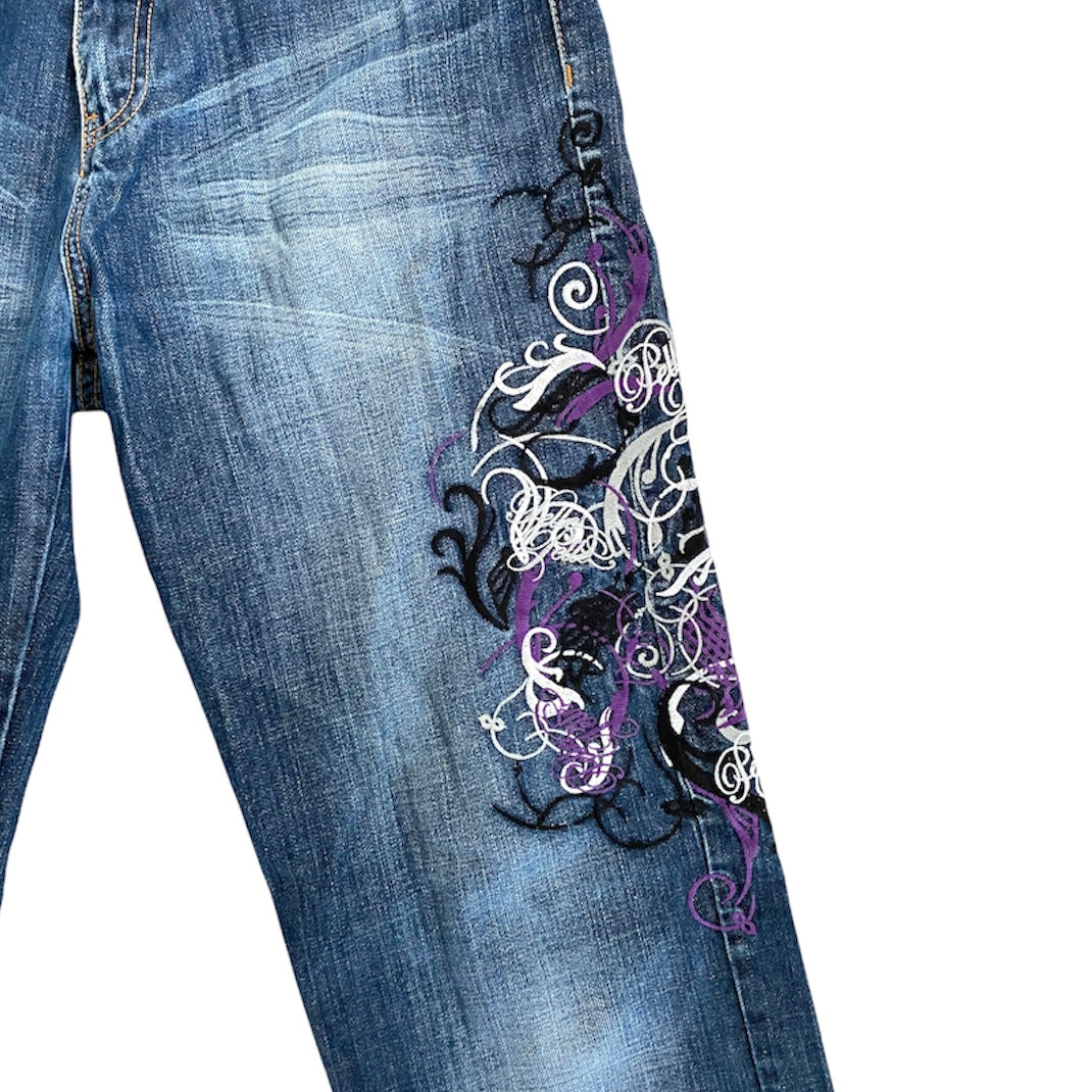 Pelle Pelle Embroidered Baggy Jeans